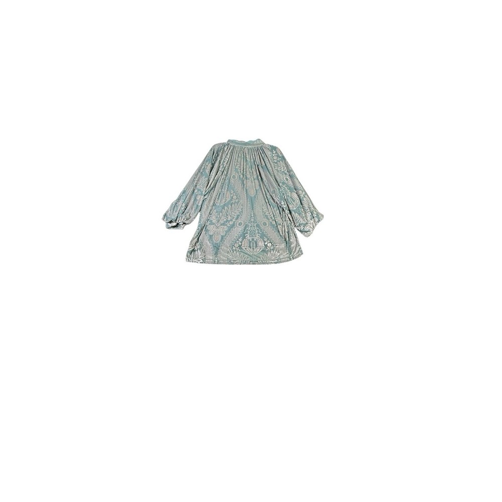 Umgee 1XL Sage Green Metallic Floral Boho Peasant Blouse Balloon Sleeve Top - Picture 11 of 13